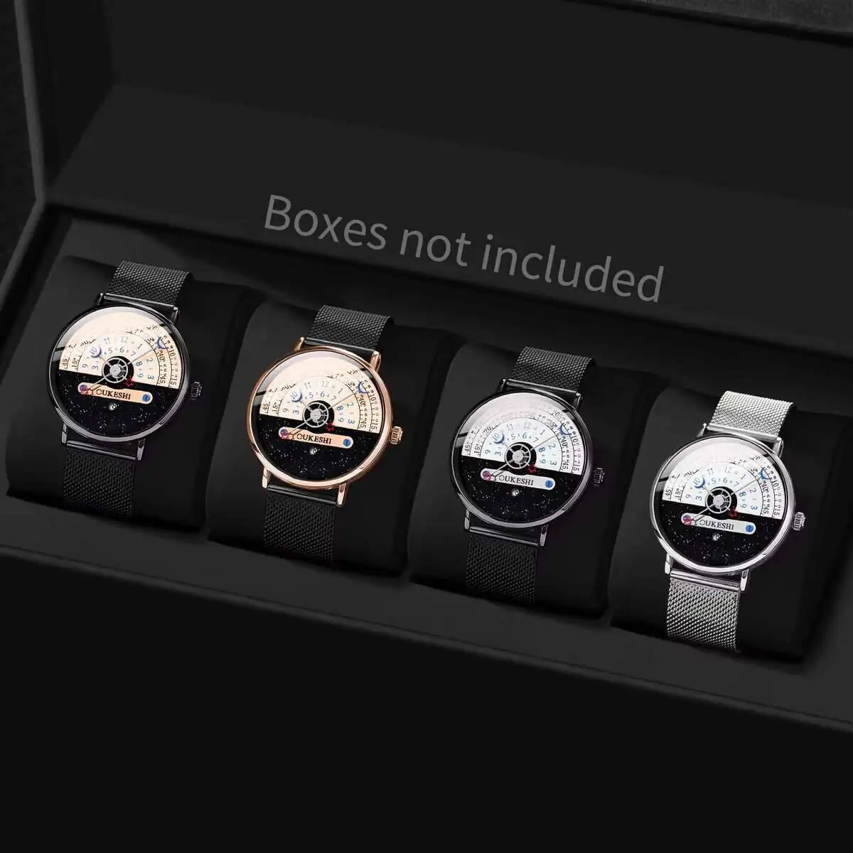 2/4PCS Fashion Men Business Watches Set Luxury Mesh Band Analog Quartz Wristwatch Reloj Hombre（Without Box）