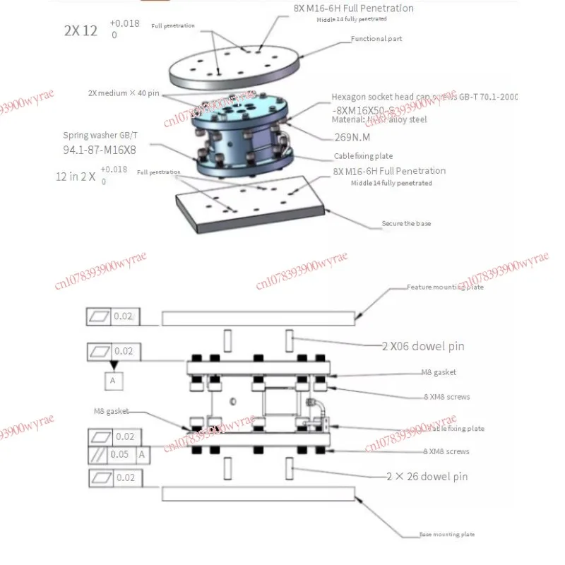 Six dimensional force sensor three-dimensional force industrial humanoid robot, high-precision detection of mechanical arm wrist