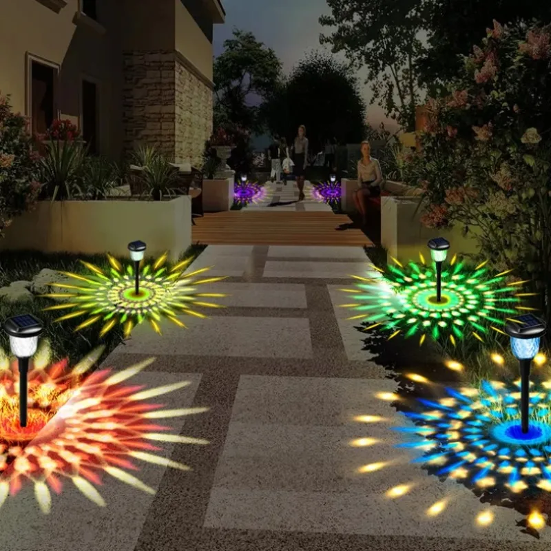 New 1-6pcs Solar Garden Lights RGB IP65 Waterproof View Lighting Pavilion Flat Yard Garden Decoration