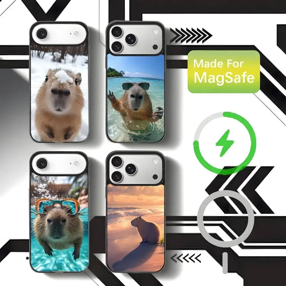 

Cute Capybara Phone Case For iPhone 17,16,15,14,13,12,11,Pro,Max,Plus,Mini,SE4,E Magnetic Magsafe Wireless Charging