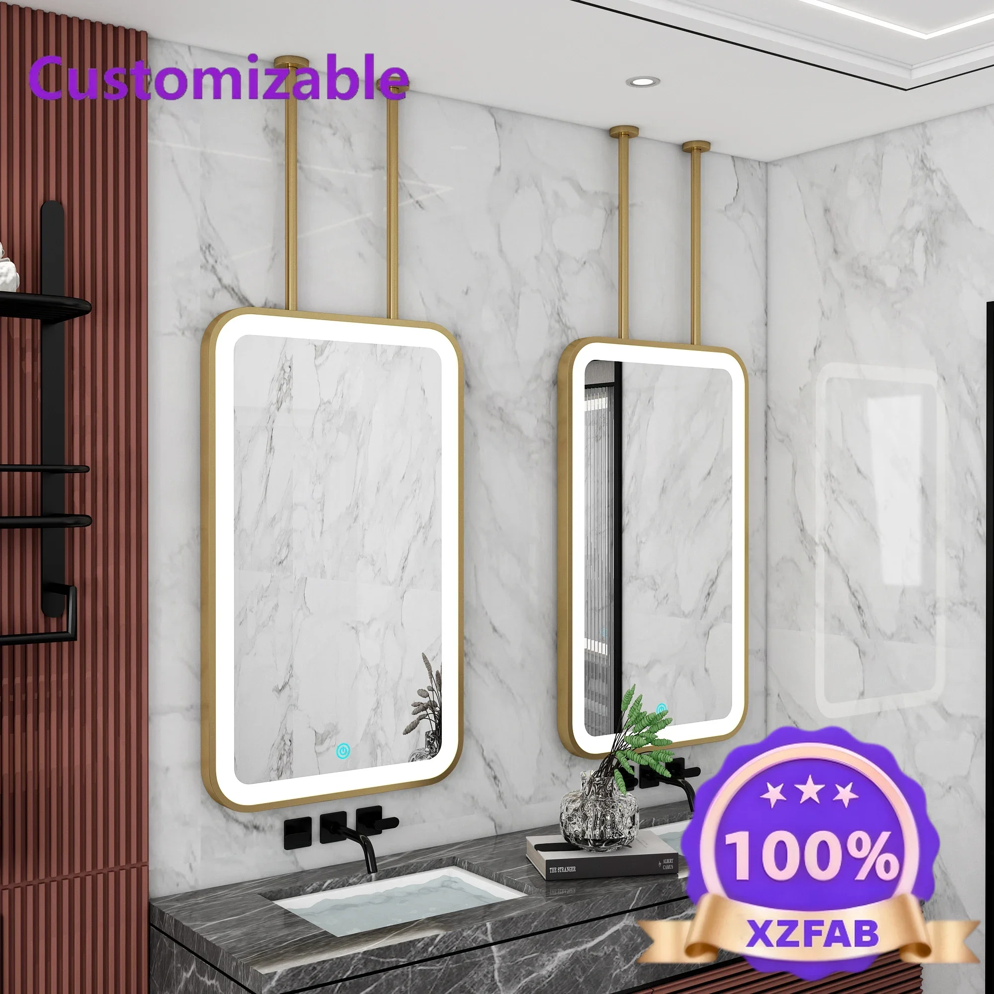 Factory Direct 2026 Bathroom mirror intelligent upper and lower poles, ceiling suspended mirror, hotel sink, homestay, bathroom