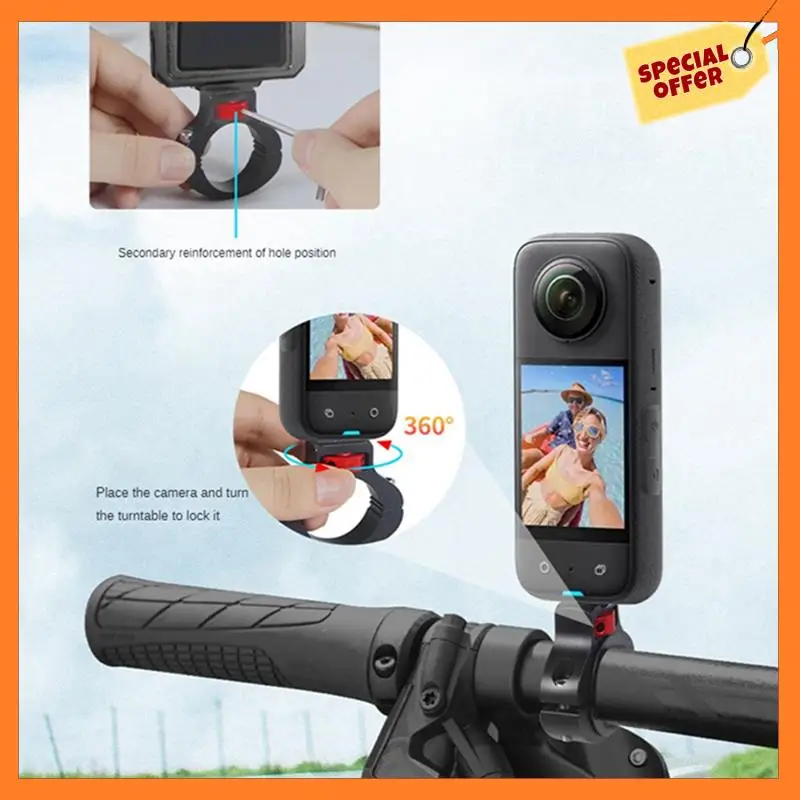 AD08-Adjustable Anti-Reverse 1/4 Screw Clamp Side Reinforcement Diameter Riding Photography Bicycle Fixing Bracket