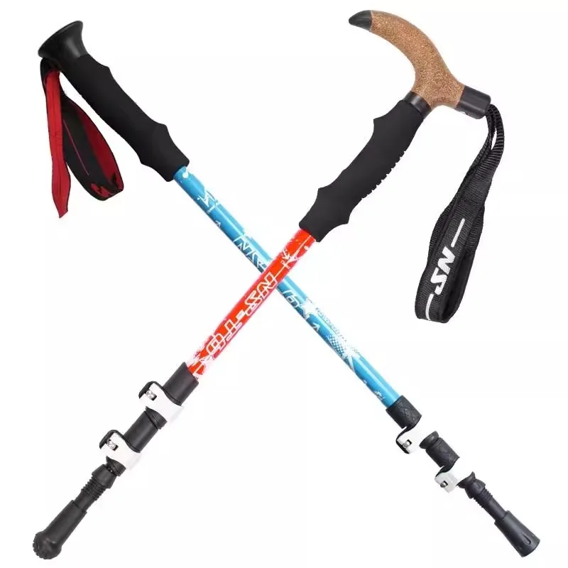 

Carbon alloy mountaineering stick ultra-light retractable folding outer lock elderly crutches outdoor mountaineering walking