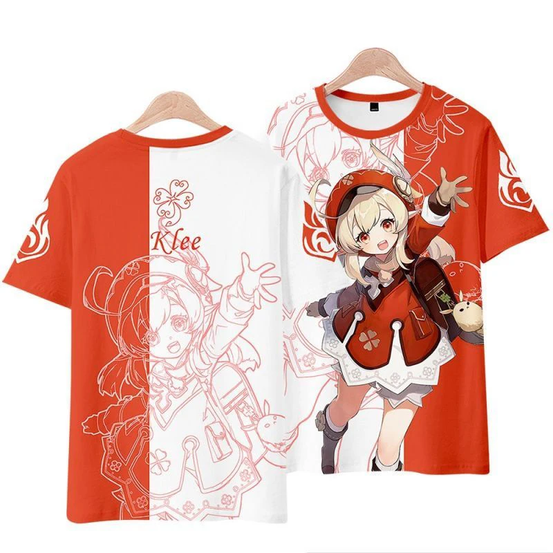 

Unisex Game Anime GS Impact Cos Klee Xiao Beelzebul Raiden Ei Etc. 2025 Summer Simple Round-neck Short-sleeved T-shirt Prezzie