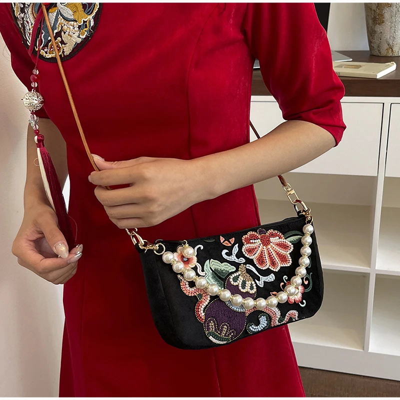 กระเป๋าสะพายข้างปักลายดอกไม้สไ - Vintage Fashion In Chinese บทวิจารณ์และราคา