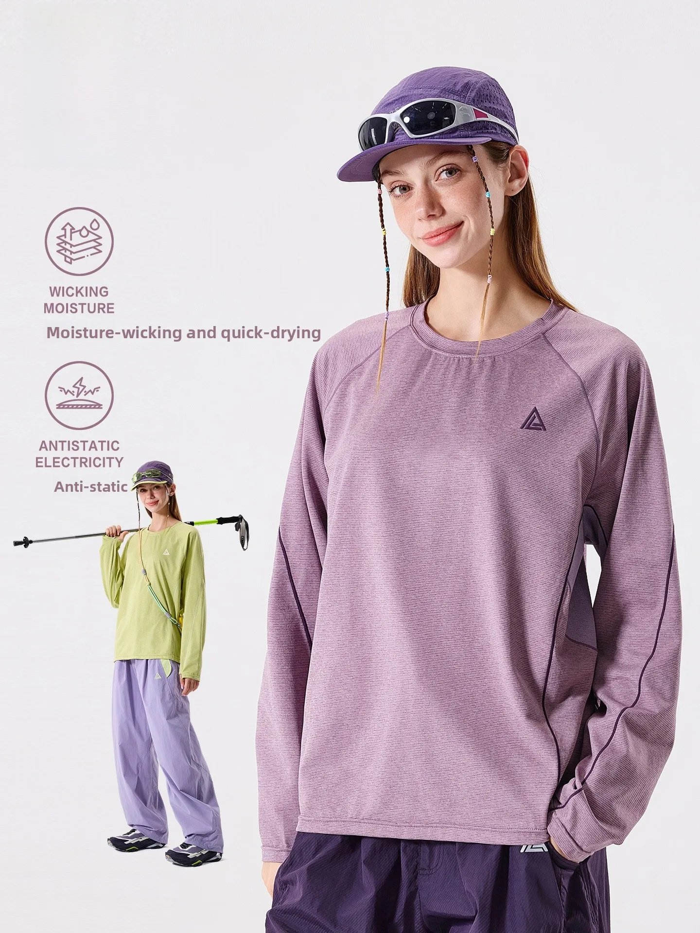 LAZY DAY Outdoor Moisture Wicking Quick Dry Long Sleeve T Shirt Women's Autumn Hiking Casual Loose Top Polyester Fiber