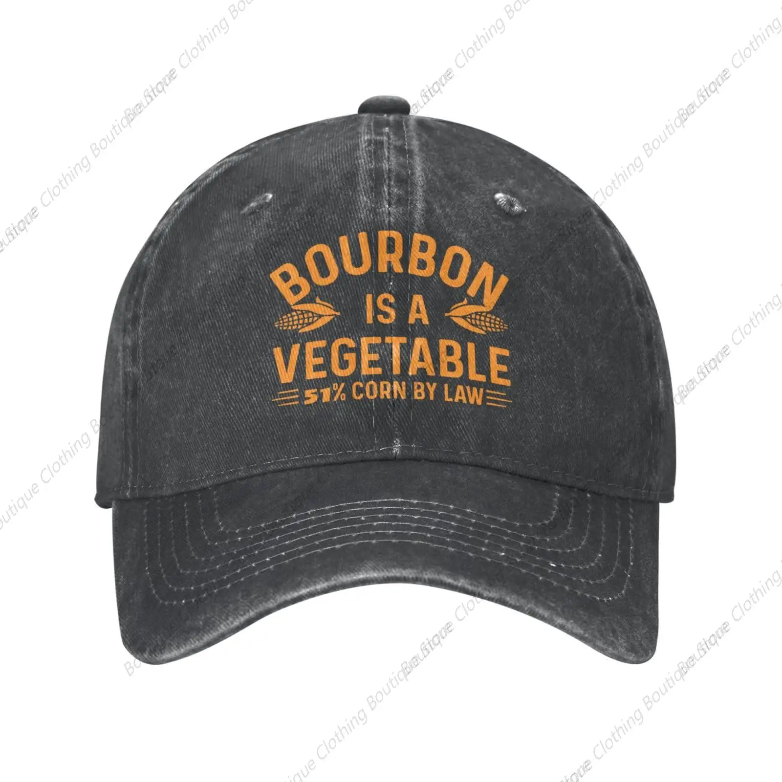

Funny Hat Bourbon is A Vegetable 51% Corn by Law Hat Men Dad Hat Graphic Caps Black