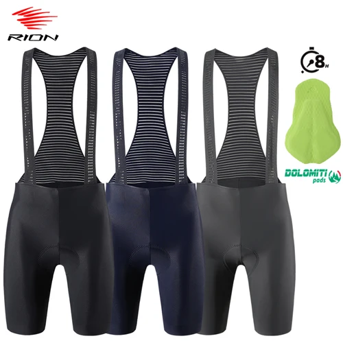 Imagen 1 del producto RION-pantalones cortos con pechera para ciclismo para hombre, ropa para bicicleta de carretera, medias profesionales para MTB, Baberos de larga distancia sin costuras, almohadilla Dolomiti italiana 8H
