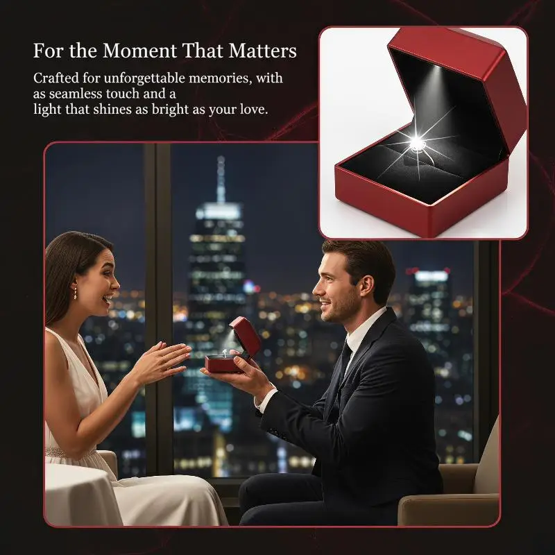 LED Jewelry Box For Engagement Ring Display Gift Case Packaging Showcase Boxes With Light Storage Cases