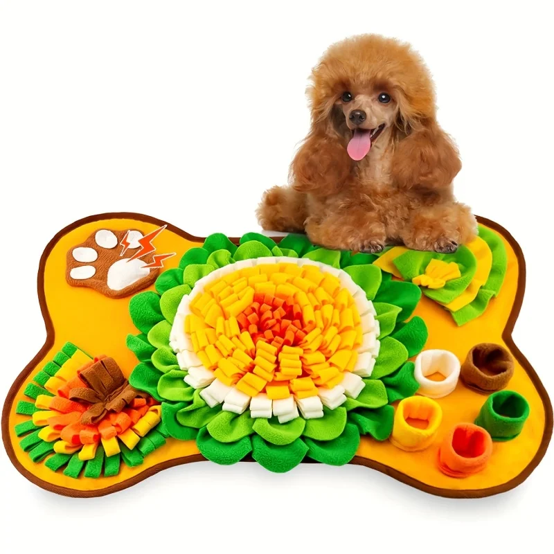

Bone Shaped Dog Snuffle Mat, Interactive Dog Slow Feeding Puzzle Mat Dog Training Mat Toy Dog Foraging Mat