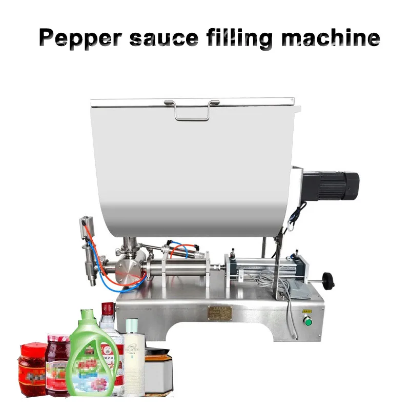 

Chili Sauce Filling Machine Mixing Hopper Soybean Paste Peanut Butter Quantitative Filler Machine Soya Stirring Pneumatal Mixing