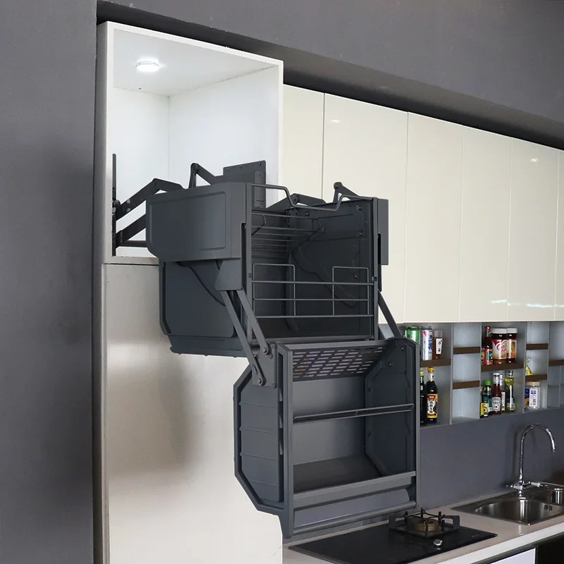VASE Double-Body Storage Fridge Top Cabinet with Large-Capacity Lifting Basket Kitchen Linkage Lift Cabinet