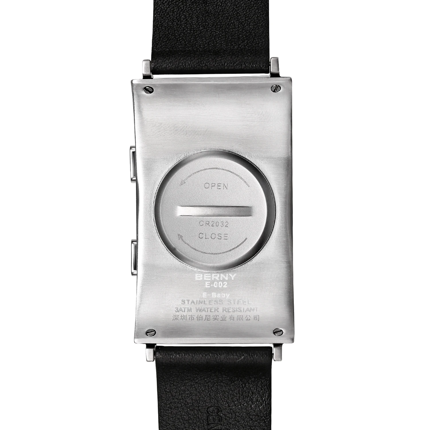 Electronic Digital Watch for Men Fitness Ink Wristwatch Stainless Steel Case Leather Strap 3ATM Waterproof Men Sport Watch Ink