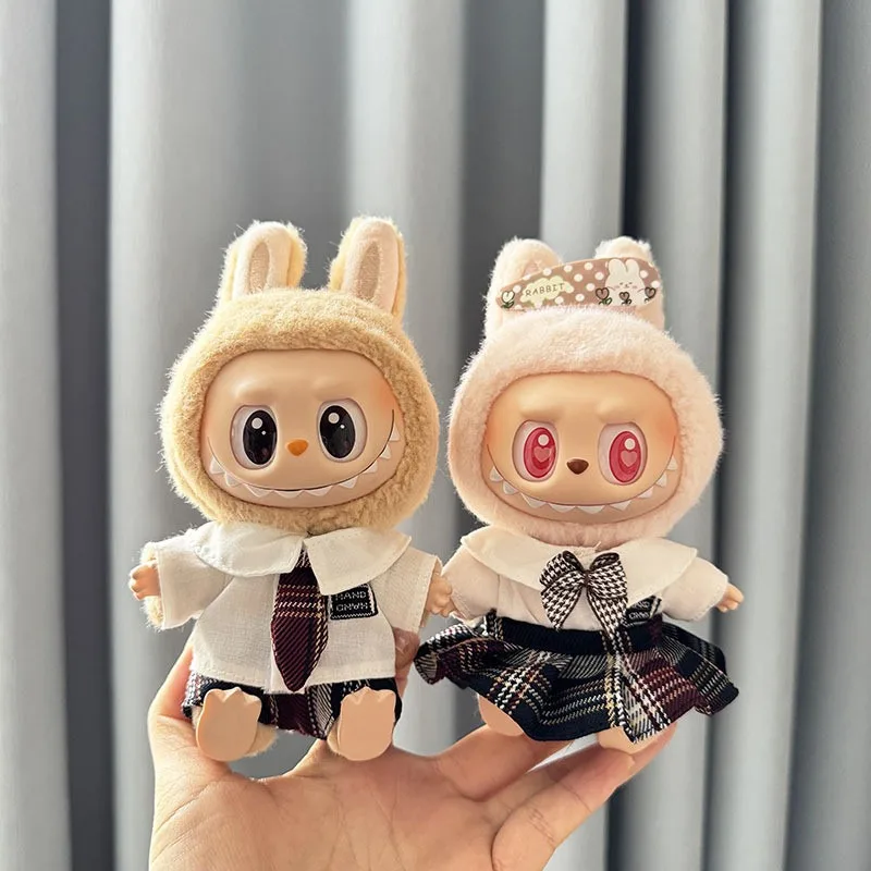 For 17 CM keychain Labubu clothes pendant Labubu sitting party innocent couple suit Dolls Accessories Cute Decoration