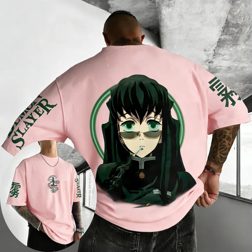 Unisex T-Shirt aus reiner Baumwolle, Demon Slayer Tokitou Muichirou 2026, Sommer, Harajuku, Anime, bedruckt, lockeres Familien-Kurzarm-Oberteil