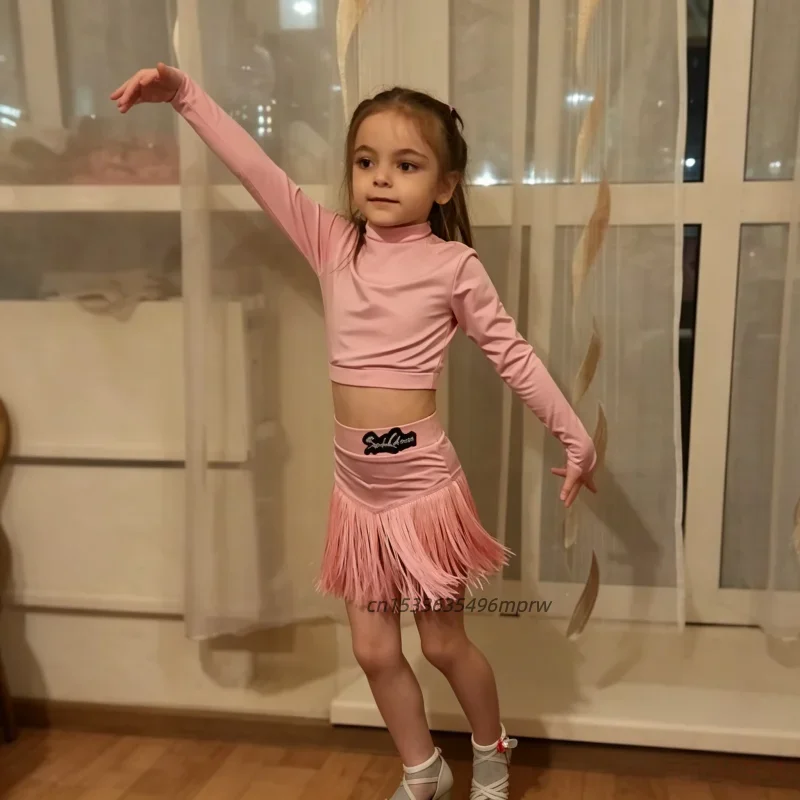 Summer Blue Latin Dance Costume for Girls - Tight Fitting Ballroom Stage Performance Practice Outfit Kids Age Appropriate