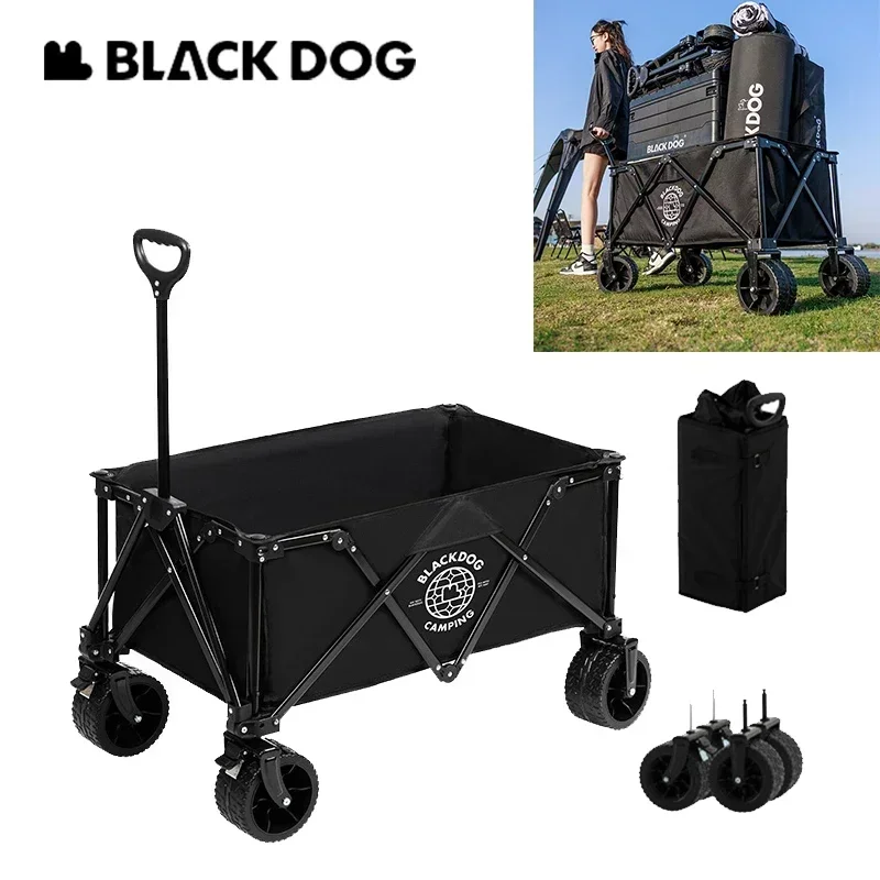 Naturehike BLACKDOG 150L Camping Cart Large Capacity Folding Wagon Outdoor Sundries Storage Detachable Four-way Trolley Brake