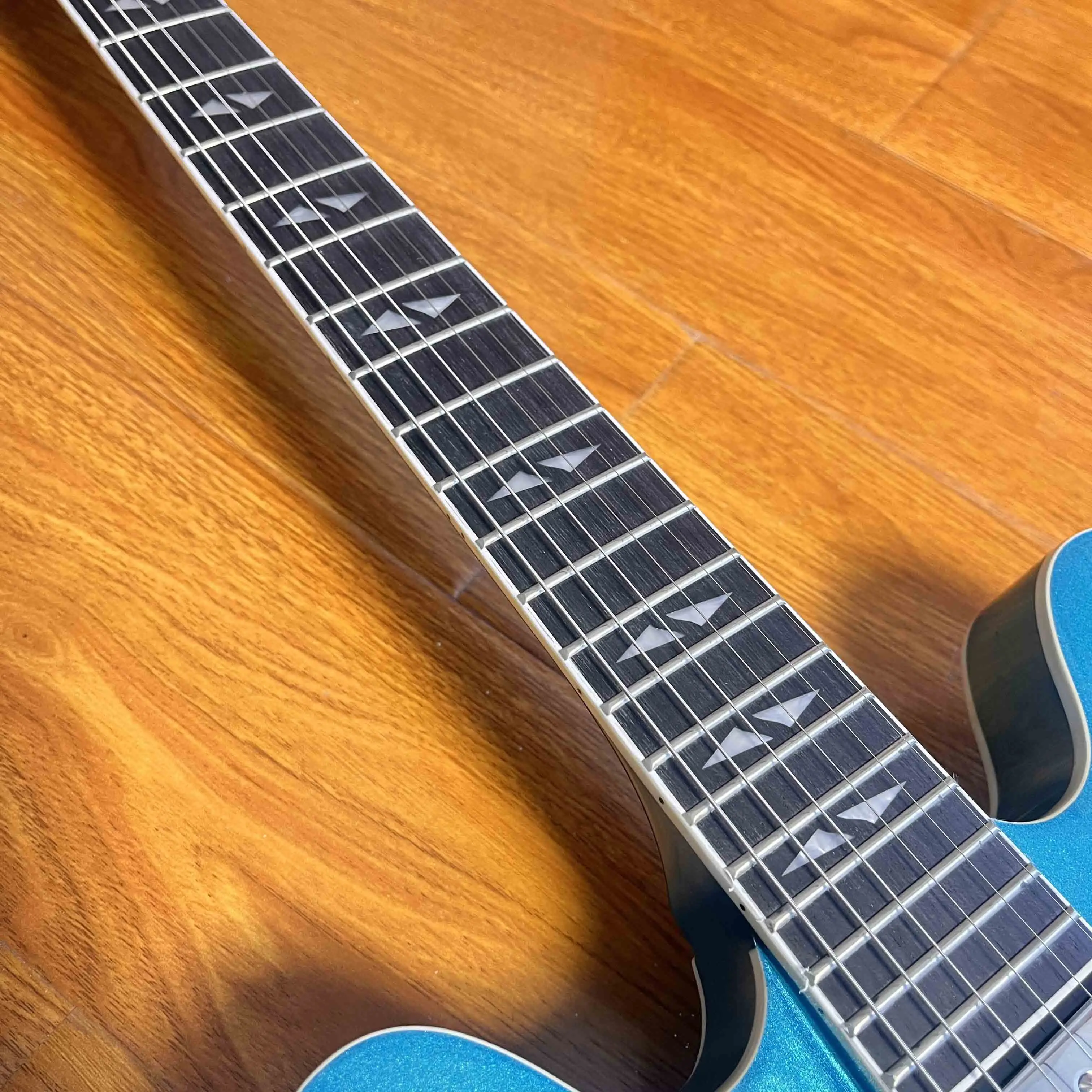 Blue high-quality half-hollow jazz electric guitar spot free shipping