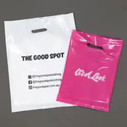 Die Cut Plastic Shopping Bag With Handle custom made plastic bag