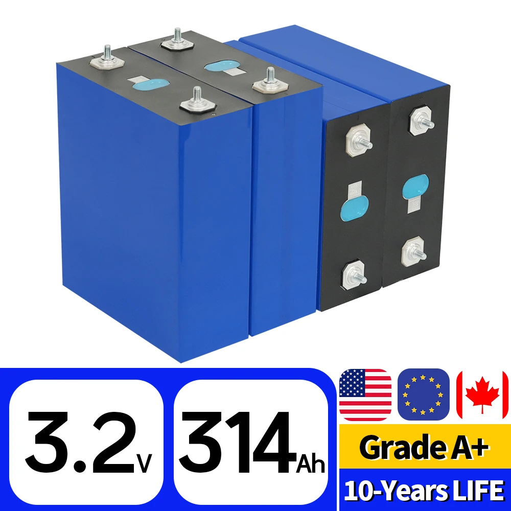 

Lifepo4 battery 3.2V 314Ah Grade A Lithium battery Full capacity DIY 12V 24V 48V RV solar storage rechargeable battery TAX FREE