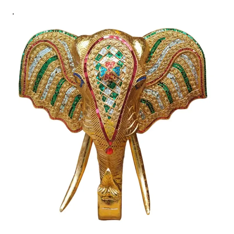 Asian Style Decorations Elephant Head Solid Wood Carving Creative Hallway Wall Decorations Hotel Club Spa Wall Pendant