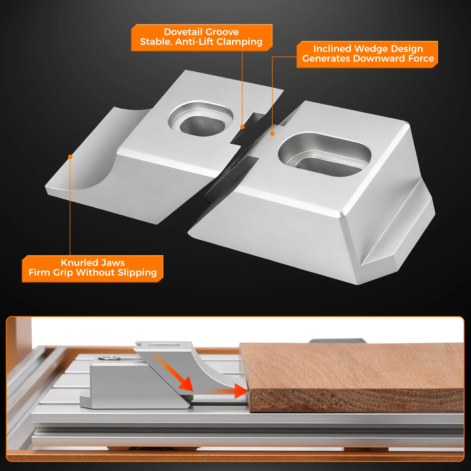 Aluminum Side Clamp Vise, 4-Pack Low-Profile Lateral Clamping Set for Milling and CNC Machines