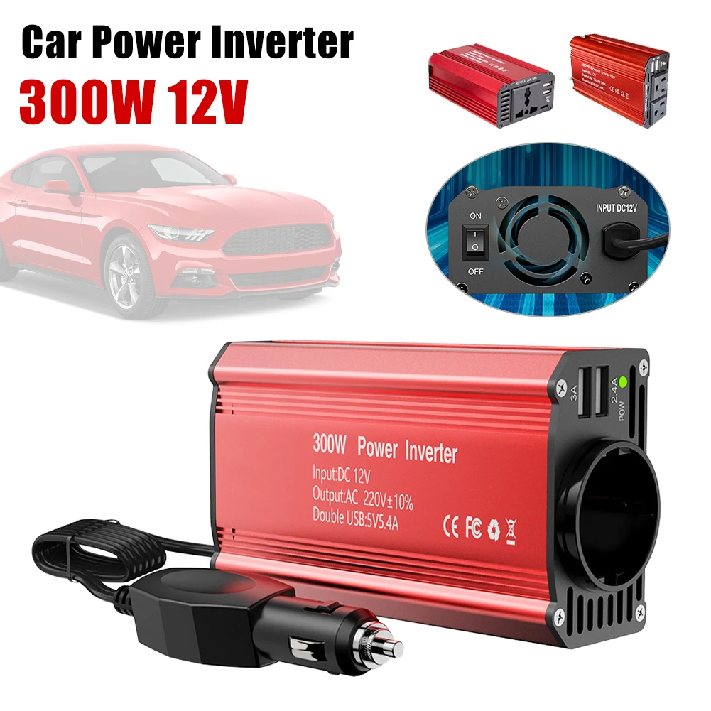 

New hot sale 300W Car Power Inverter DC12V to AC 110V/220V Dual USB Power Conversion Adapter Modified Sine Wave 3A Fast Charging