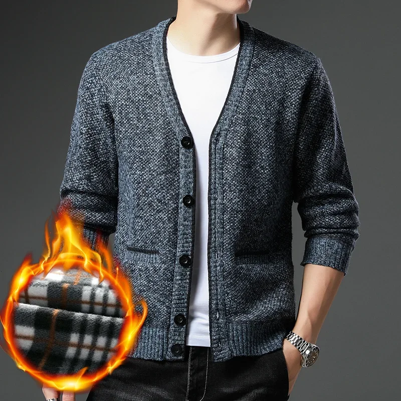 

2025 Новая мужская повседневная вязаная куртка с длинными рукавами, осенне-зимняя модная универсальная куртка