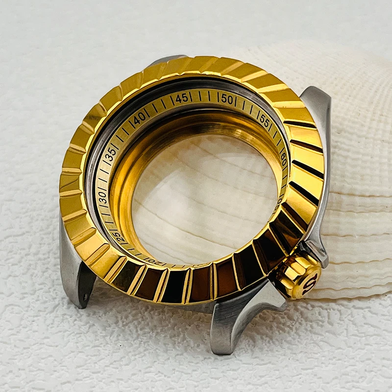 7S26 casing NH35 casing emas Seiko SKX007 penutup belakang transparan kaca safir cocok untuk NH35 NH36 4R 7S casing pergerakan pria Selam