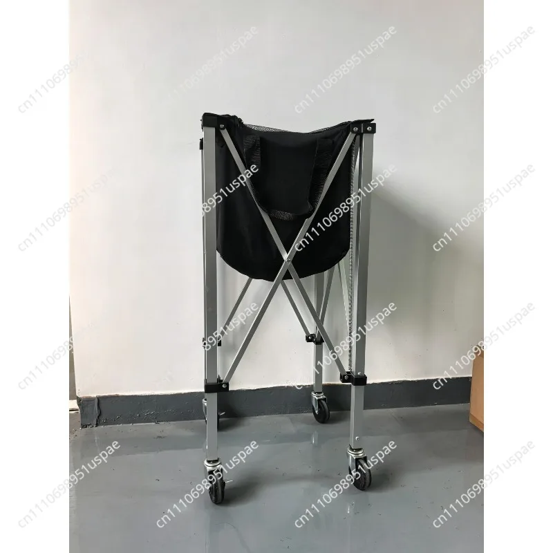 Foldable Ball Cart for Tennis, Pickleball, Badminton & Softball – 360° Wheeled Large Capacity Carrier with Storage Bag