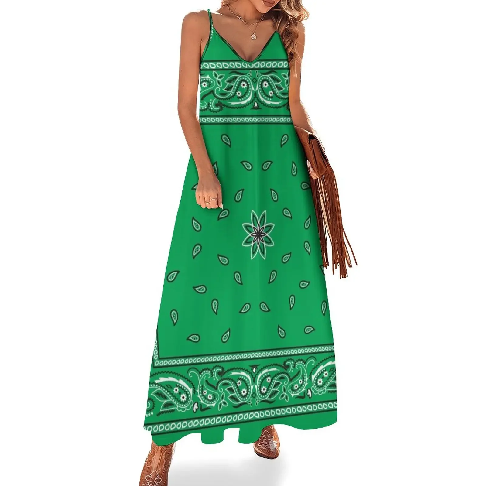 

Green Bandana Sleeveless Dress women's evening dresses 2024 summer dress korean women luxury evening dress woman for wedding