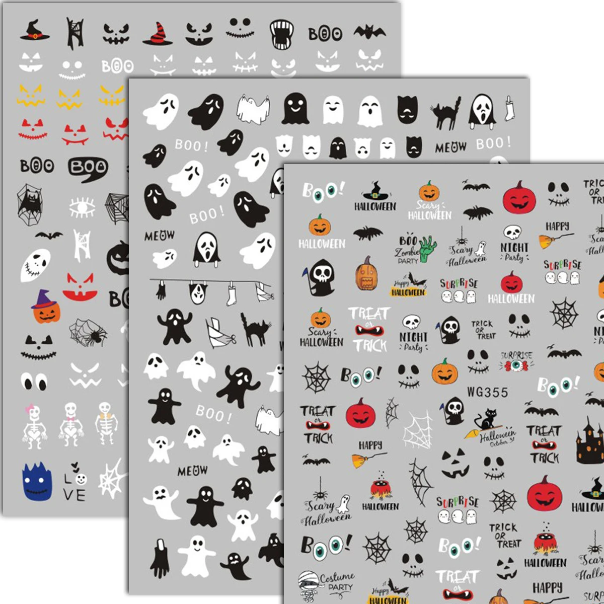 Nail Art Stickers Halloween Stickers for Nails Skeleton Nail Art Decoration Maple Leaf Autumn Fall Winter Nail Stickers Decals
