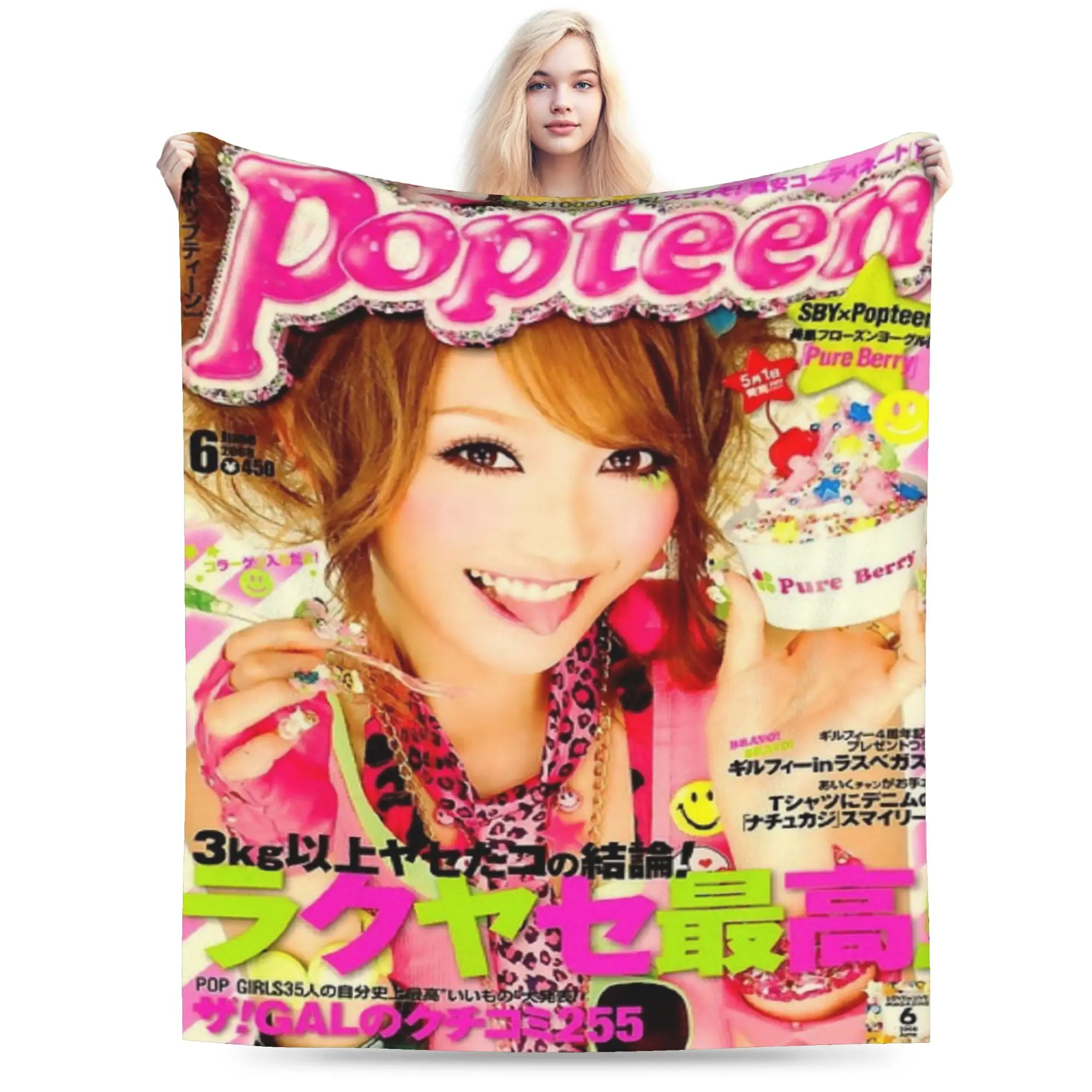 Gyaru Magazine Illustration Blanket Adults Child  Flannel Throw Blanket For Outdoor Soft Cozy Custom Quality Bedspread Gift