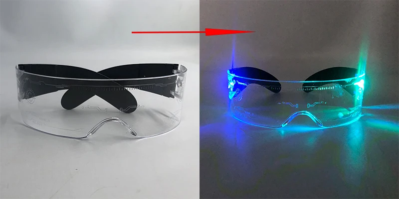 Modische Leuchtende Dekorative Brillen Neon-Licht-Dekoration LED-Sonnenbrille für Nachtclub DJ Tanz Musik Rave Kostüm Nacht – Detail 7