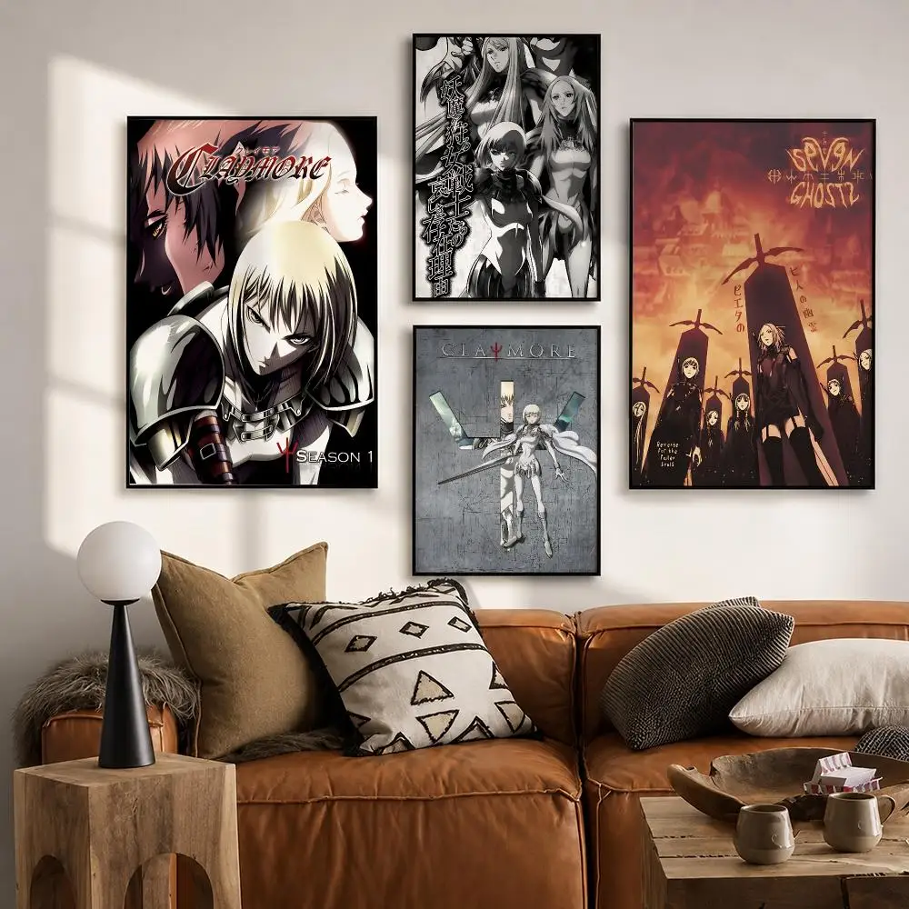 Ultra Entertainment C-ClaymoreS Poster Vintage Retro Anime Poster Stickers Peel and Stick Wall Art Home Decor