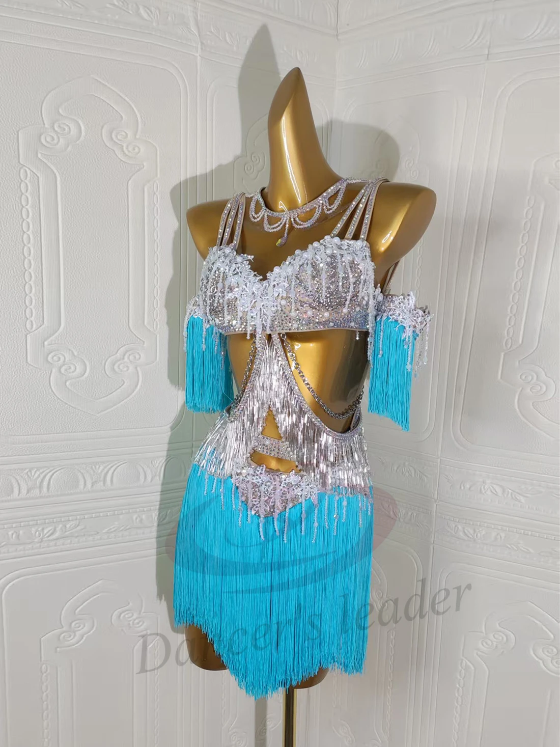 الرقص اللاتينية AB حجر الإناث الكبار الأطفال الراقية مخصصة كريستال قلادة شرابة تنورة سوداء بركة السامبا الأداء اللباس