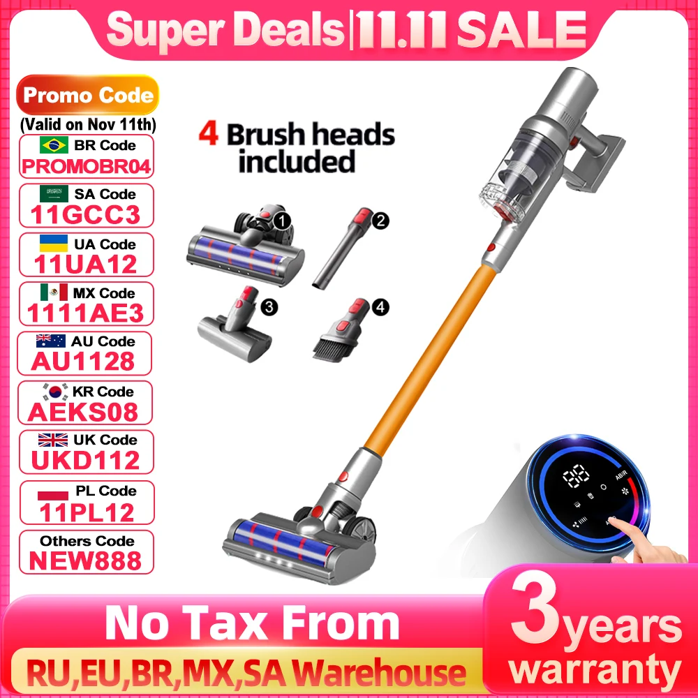 

Cordless Handheld Vacuum Cleaner,27000PA,Touch Screen,Smart Dust Sensor,Auto Speed Control for Home Bed Carpet Clean