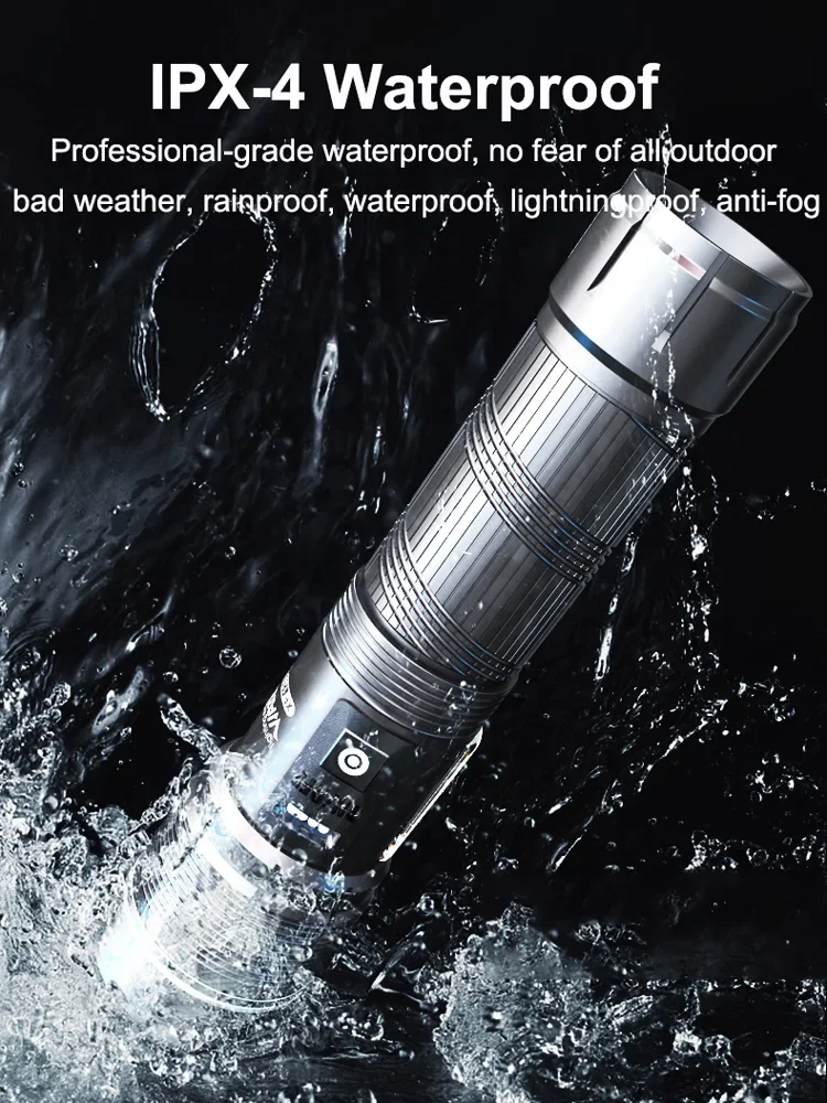 36Cores High Power LED Flashlights Zoom Super Bright Outdoor Tactical Flashlights Emergency Power Bank With 5000mah battery