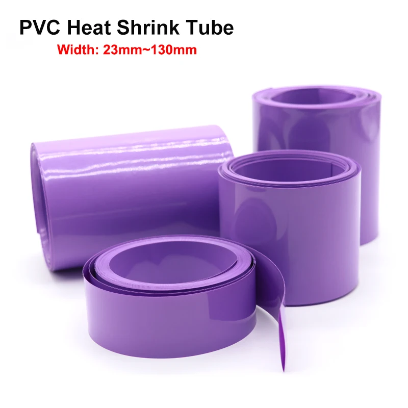 1~20M Purple 18650 Batteries Pack Wrap 23~130mm Insulation Heat Shrinkable Sheath Cover PVC Heat Shrink Tube Wrapping Film Case