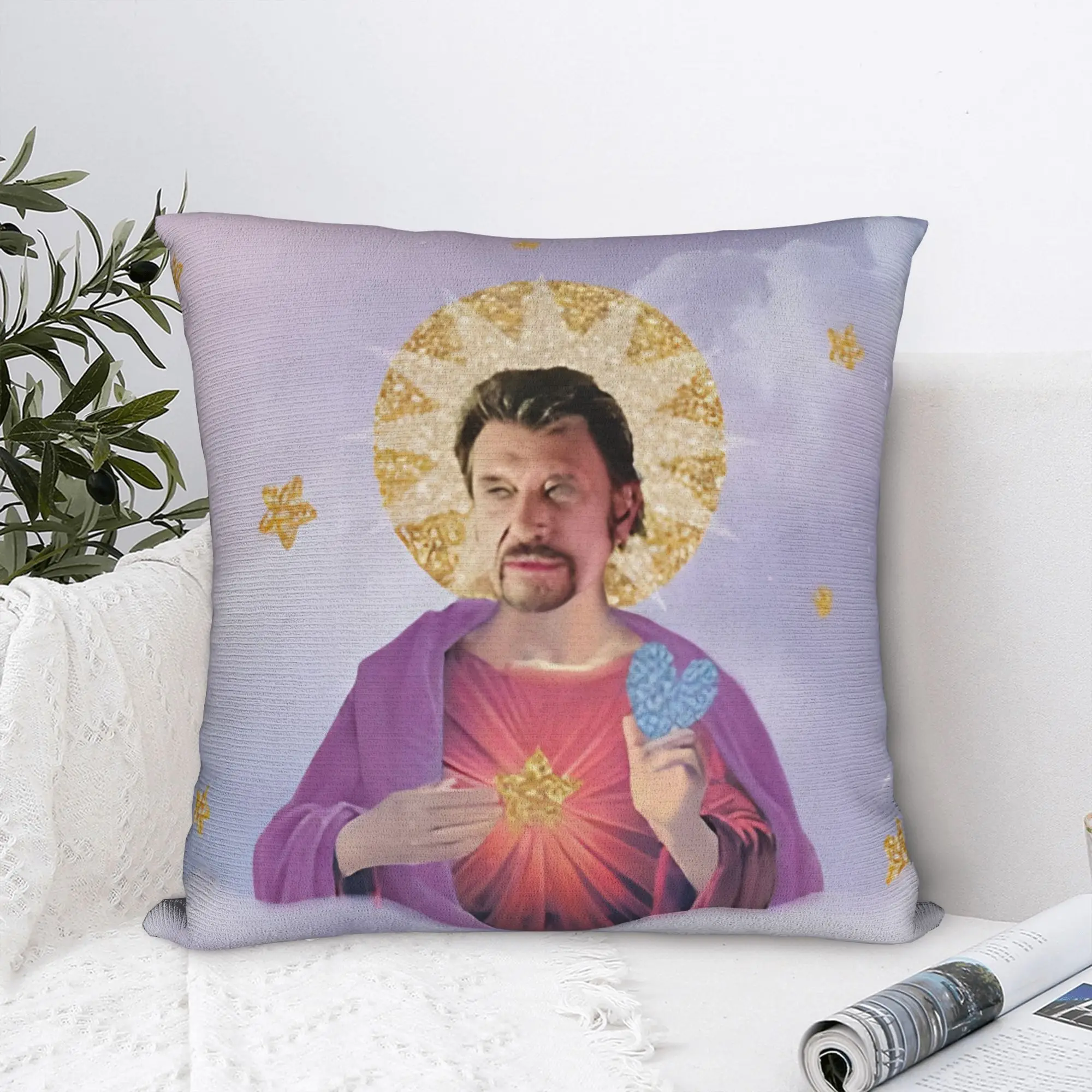 Saint Johnny Singer Hallydays Pillowcase Soft Polyester Cushion Cover Decorations Rock N Roll Throw Pillow Case Cover Square