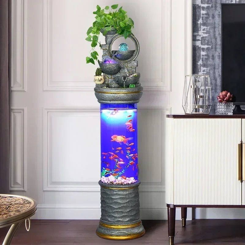 

Fountain waterscape cylindrical fish tank living room floor windmill ornaments water wheel humidifier