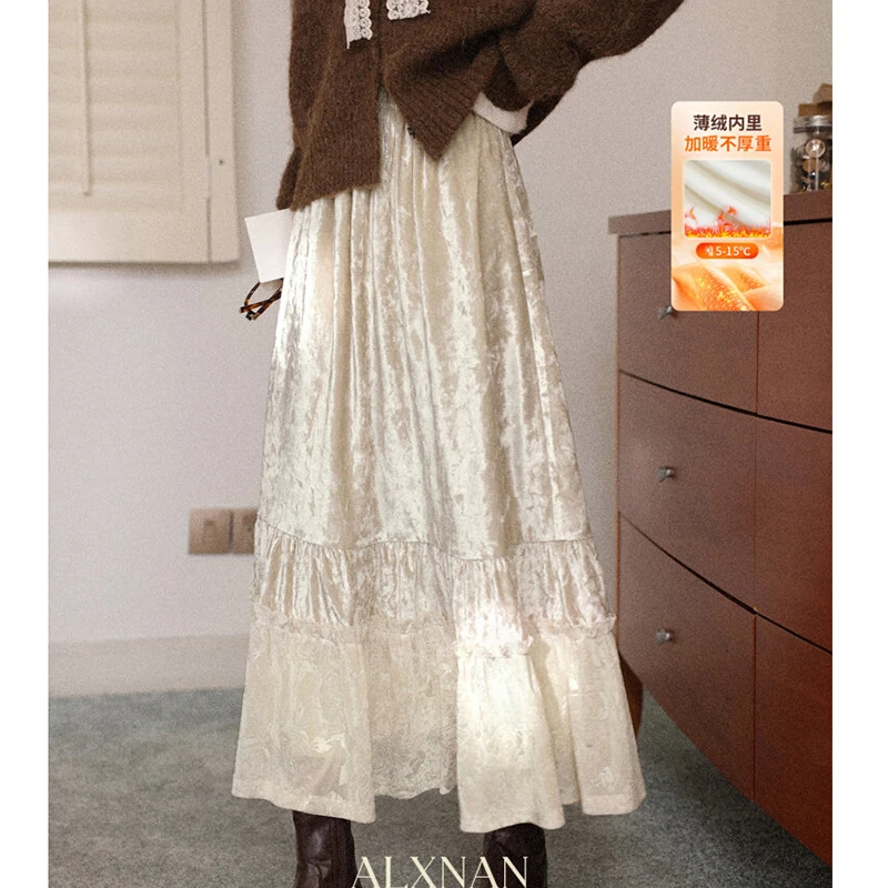 2026 nueva llegada moda mujer Otoño/Invierno A-line falda de cintura alta todo combinado buena calidad faldas elegantes a media pantorrilla T132