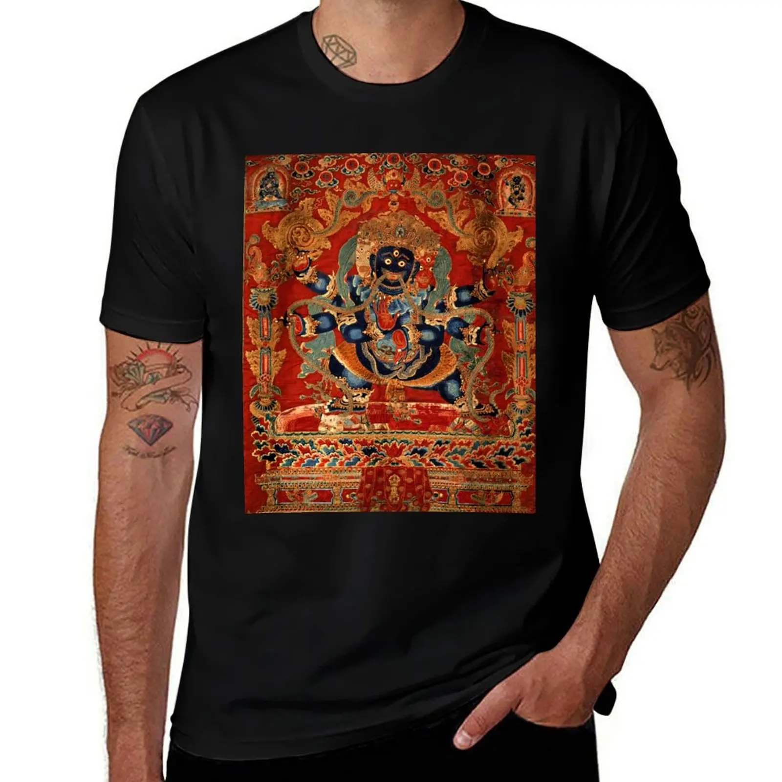 

Mandala 90 Vajrapani Bodhisattva Buddhist Deity Mahachakra T-Shirt aesthetic clothes customizeds anime Men's t shirts