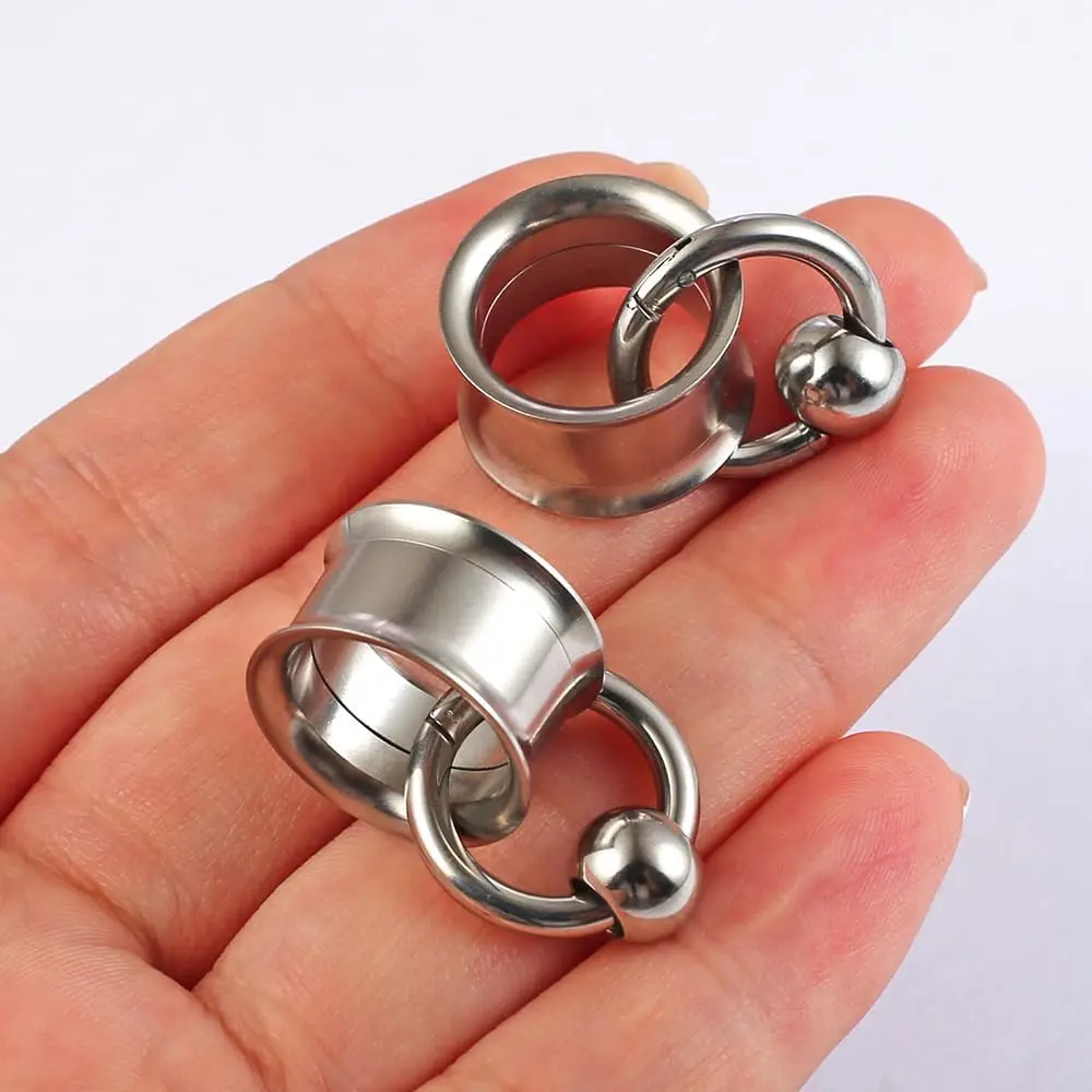 Stainless Steel Ear Gauges Weight Saddle Plugs, 2PCS Set