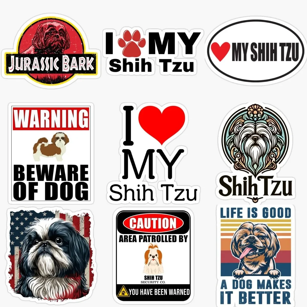 

I Love My Shih Tzu Dog Creative PVC Waterproof Stickers Accessories for Decorate Car Van Wall Room Table Fridge Off-road Helmet