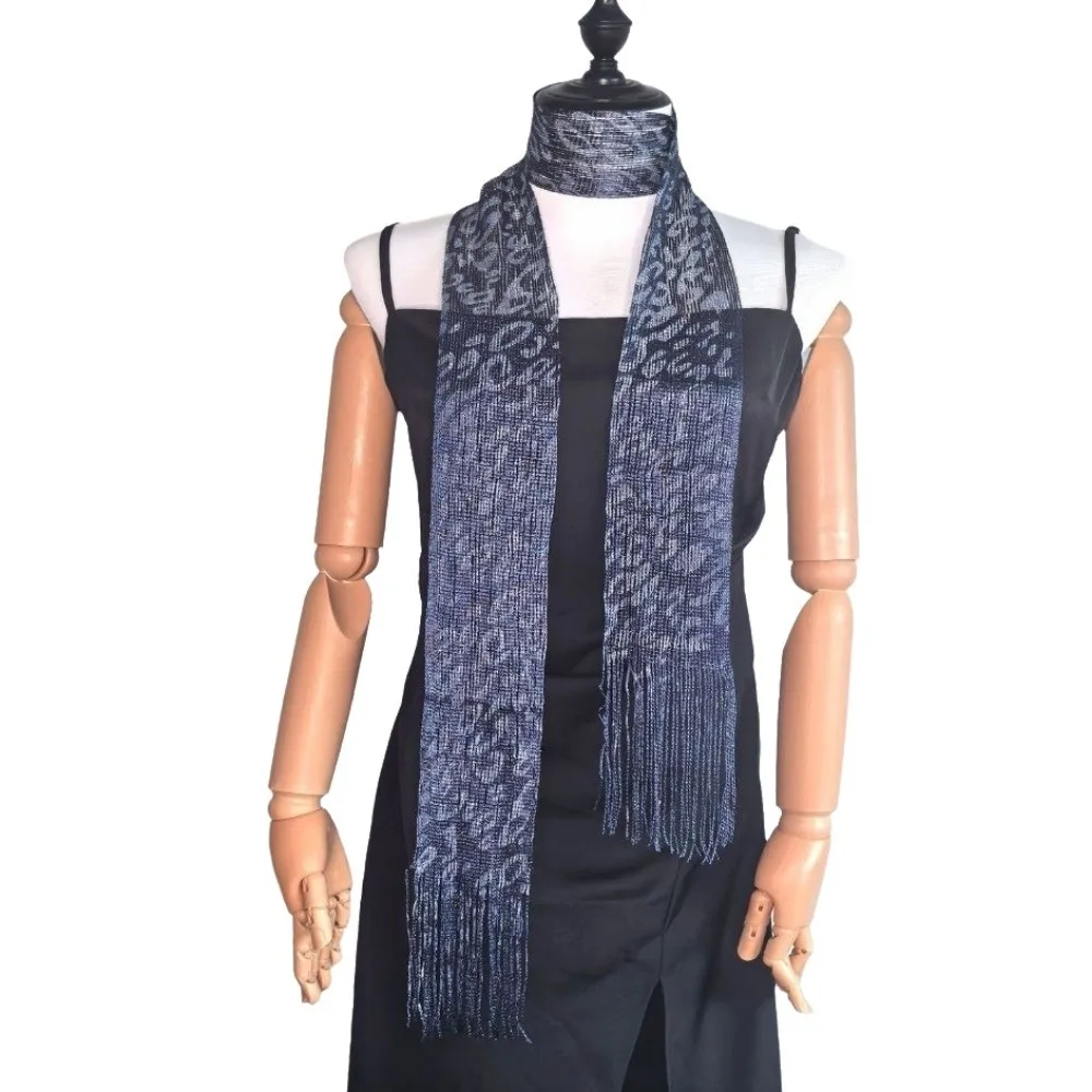 Shiny Women Tassel Scarf Leopard Pattern Long Strip Tiger Stripes Fringe Shawl Fashion Decorative Thin Ribbon Scarf