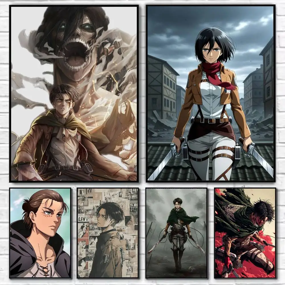 

Attack on Titan Poster Self-adhesive Art Waterproof Paper Sticker Coffee House Bar Room Wall Decor