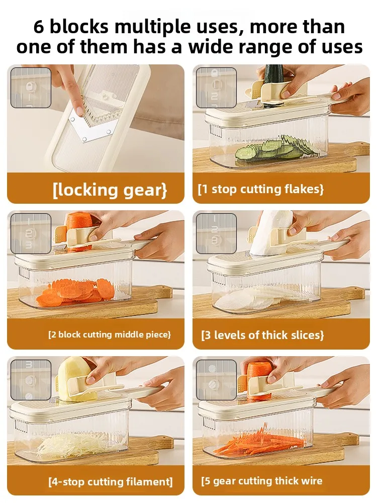 "Fettatrice di verdure multifunzionale – per julienne, grattugiare e tagliare (lame in acciaio inossidabile)"