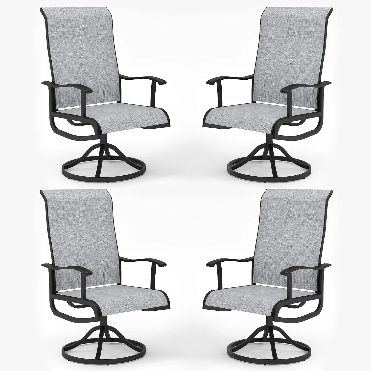 Patio Swivel Chair Set of 4 Outdoor Dining Chairs w/High Back, Customized