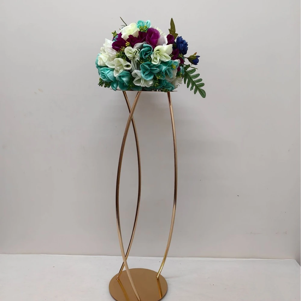 Metal Road Lead Gold 32 Inches Wedding Table Centerpiece Flower Rack For Event Party Decoration